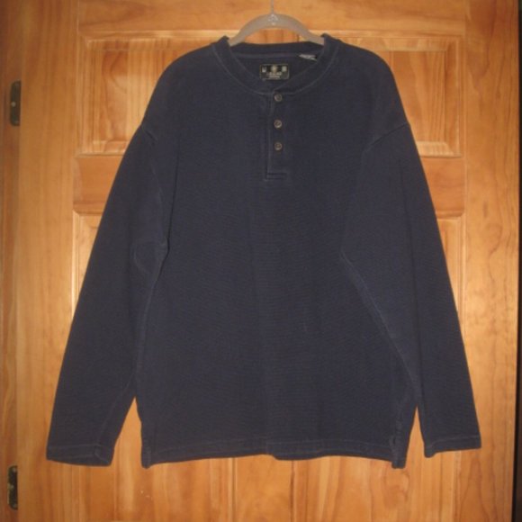 J. Riggings Sportswear Long Sleeve Blue Henley - Picture 1 of 2